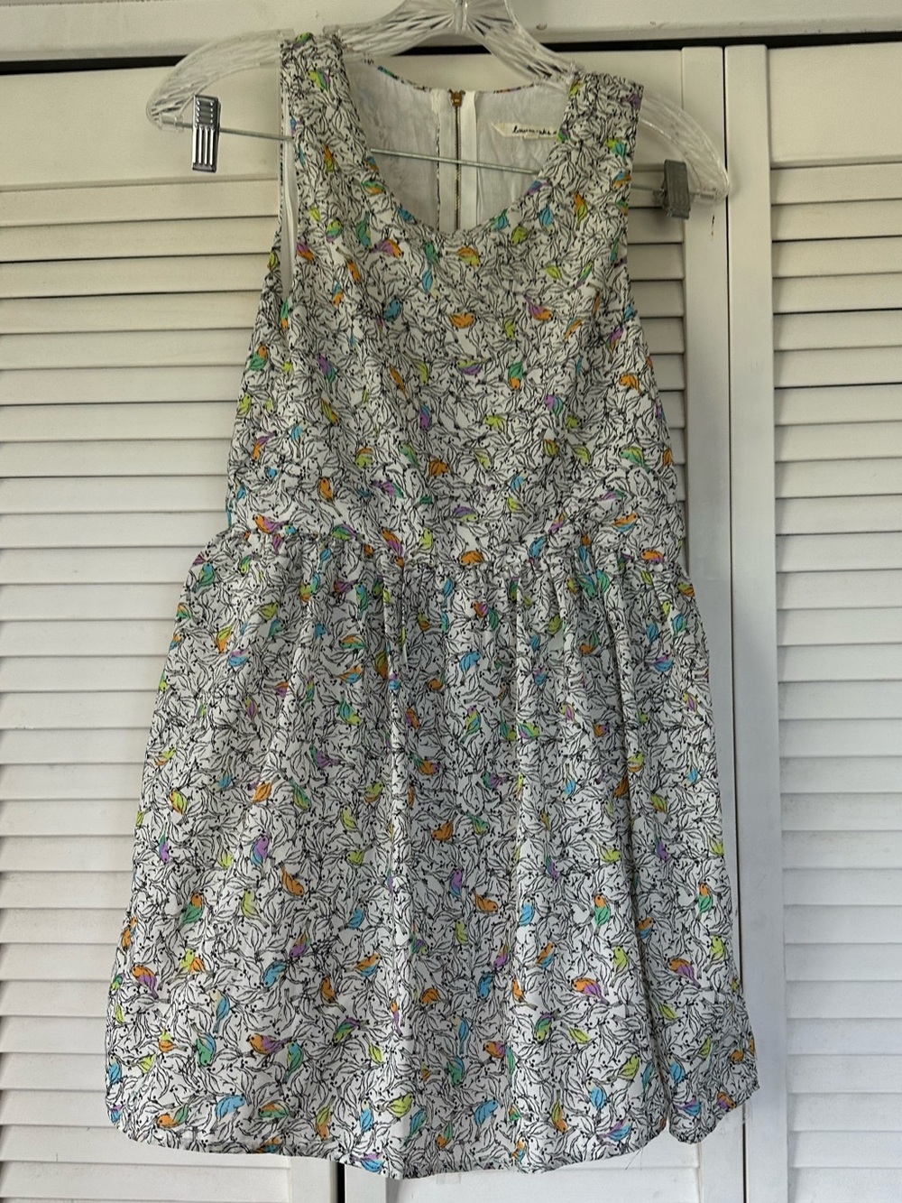 Light Bird Print Girls' Sleeveless Dress - Multicolor